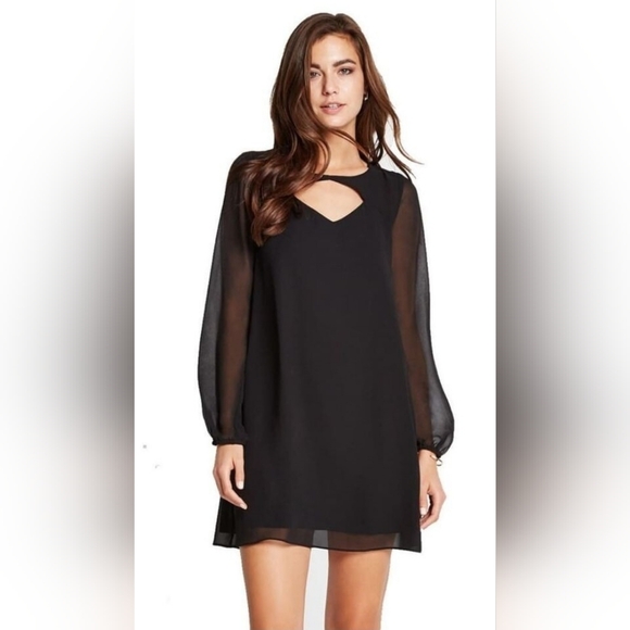 BCBGeneration Black Long Sleeve Dress Sheer Mini - Picture 1 of 7